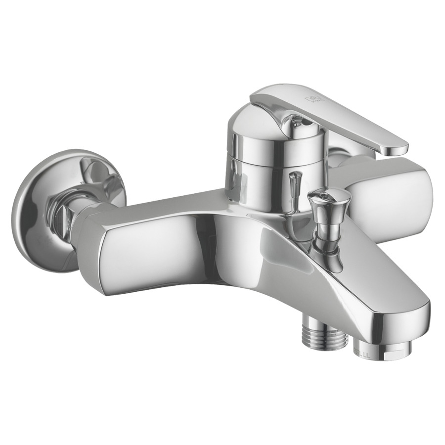 Mélangeur de bain DOMO.5
E 153 mm, raccords d'arrêt
1/2" x 3/4", membrane
d'étanchéité, sans douche à
main, groupe acoustique II