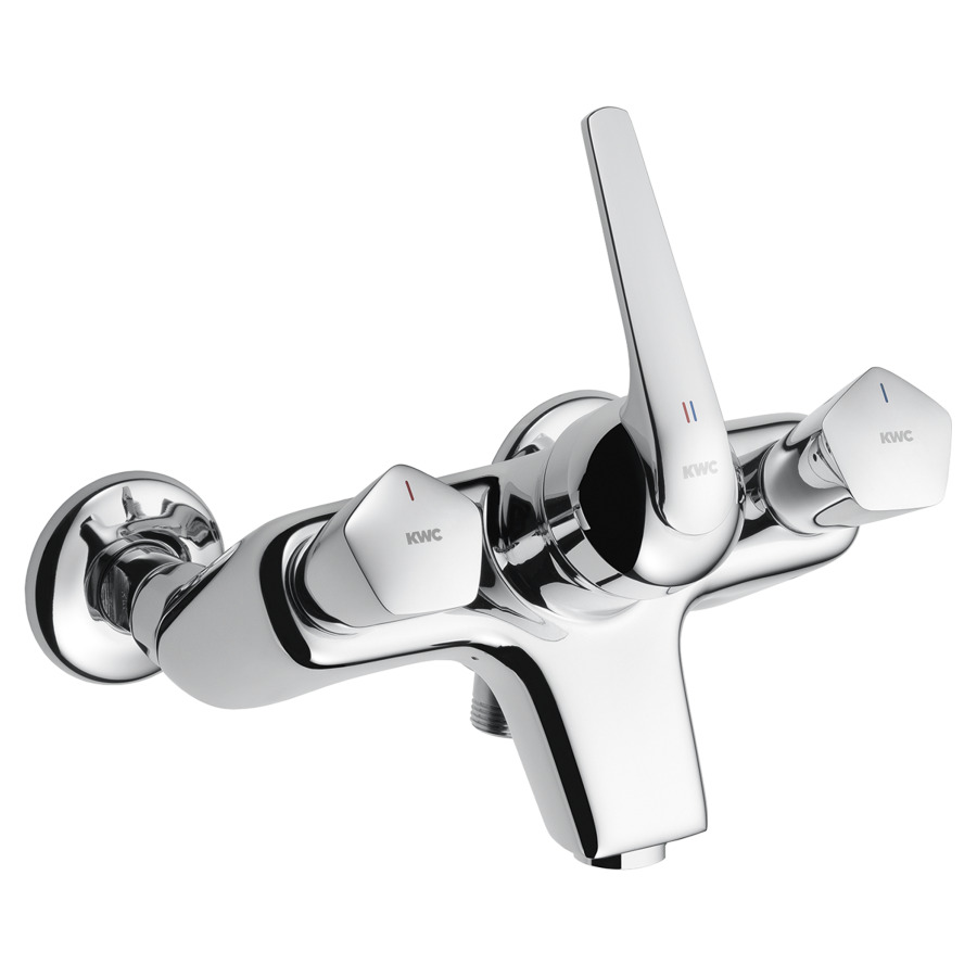 Mélangeur de bain DOMO.5
DUPLEX, E 153 mm, raccords
d'arrêt 1/2" x 3/4", membrane
d'étanchéité, sans douche à
main, commande séparée
baignoire/douche, groupe
acoustique I