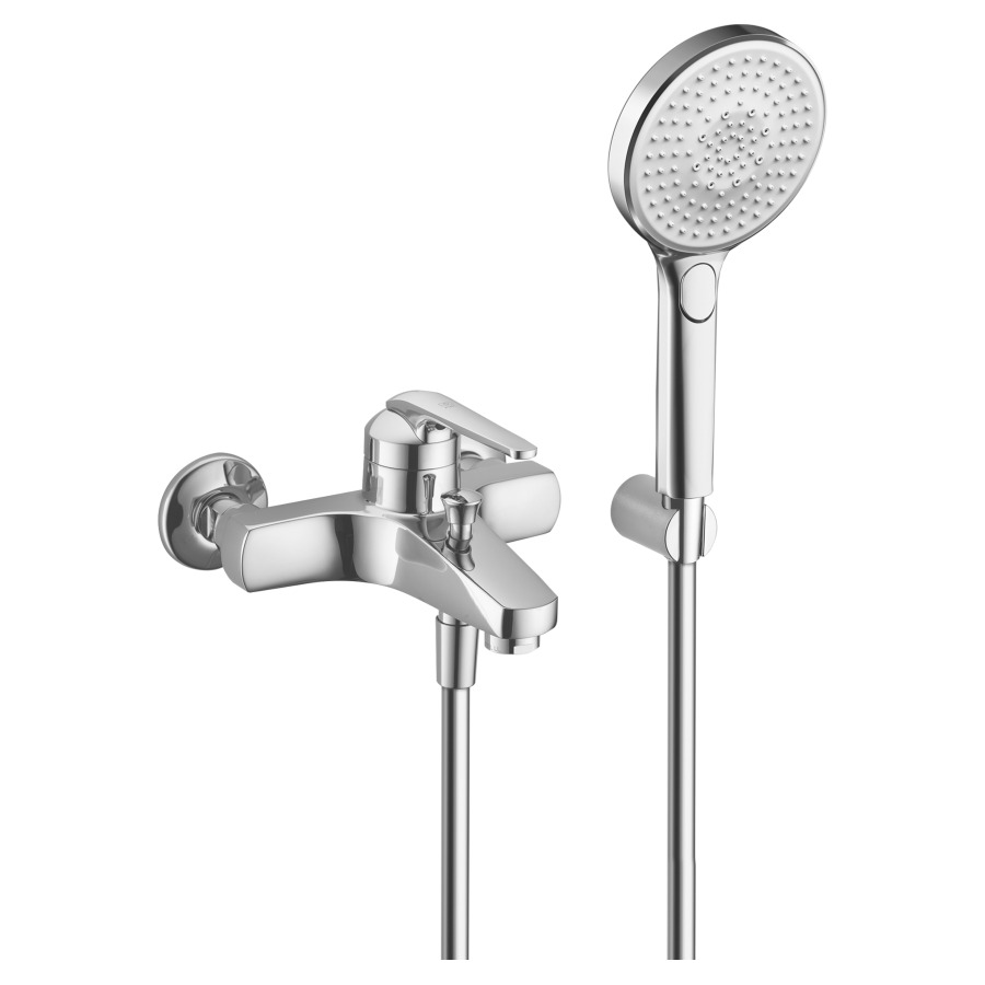 Mélangeur de bain DOMO.5
E 153 mm, sans raccords
membrane d'étanchéité, douche
support, groupe acoustique II