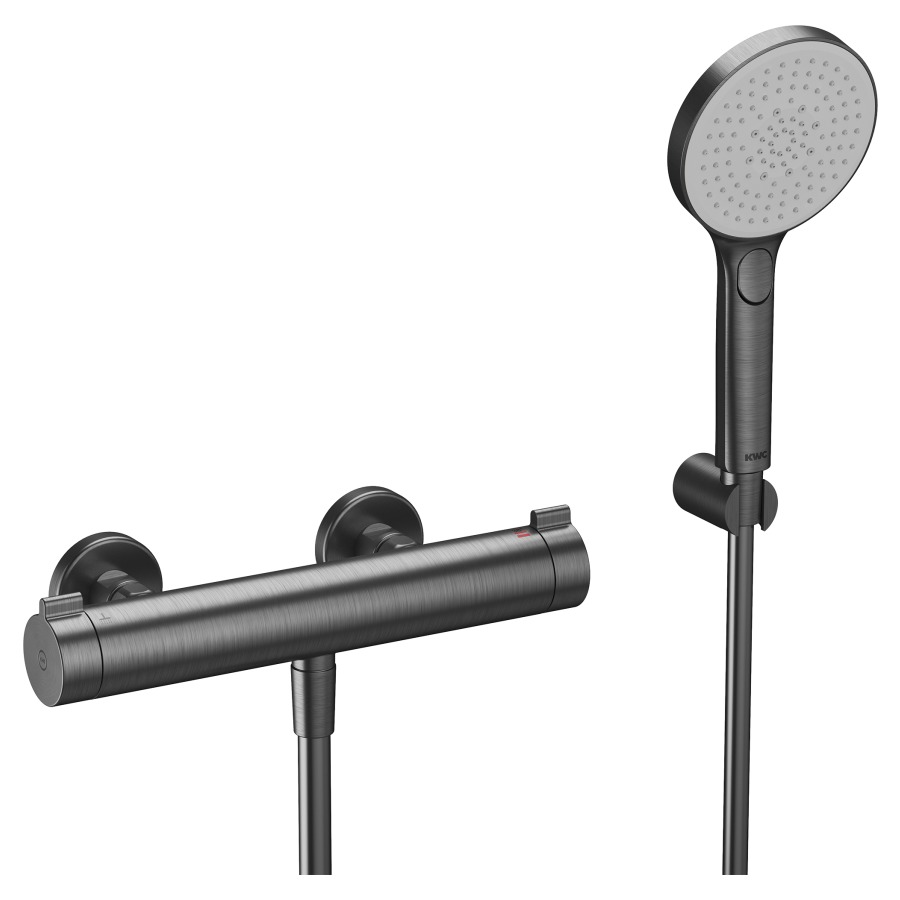 Mélangeur de douche KWC THERM STYLE 
E 153 mm, raccords d’arrêt 1/2" x 1/2"
SmartControl
débit 11.3 (L/min)
avec douche et tuyau de douche 150 cm
groupe acoustique&nbsp;I
Classe d’énergie C
