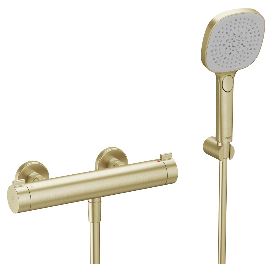 Mélangeur de douche KWC THERM DESIGN 
E 153 mm, raccords d’arrêt 1/2" x 1/2"
SmartControl
débit 11.3 (L/min)
avec douche et tuyau de douche 150 cm
groupe acoustique&nbsp;I
Classe d’énergie C