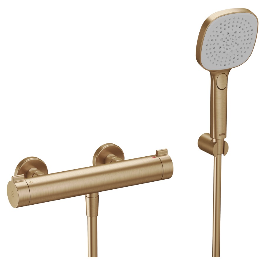 Mélangeur de douche KWC THERM DESIGN 
E 153 mm, raccords d’arrêt 1/2" x 1/2"
SmartControl
débit 11.3 (L/min)
avec douche et tuyau de douche 150 cm
groupe acoustique&nbsp;I
Classe d’énergie C