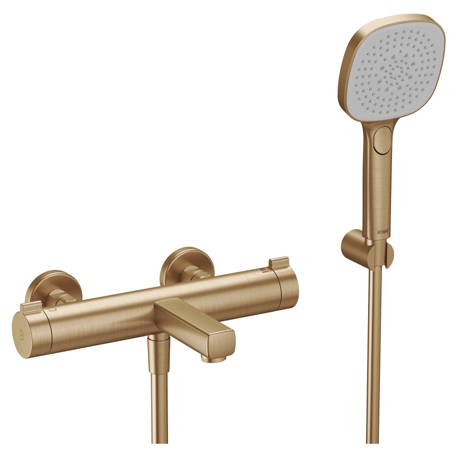 Mélangeur de bain KWC THERM DESIGN
E 153 mm, raccords d’arrêt 1/2" x 3/4"
saillie 195 mm, goulot fixe
SmartControl, débit 20 (L/min)
douche à main débit 12.4 (L/min)
avec douche, tuyau de douche 160 cm et support
groupe acoustique&nbsp;I, Classe d’énergie C