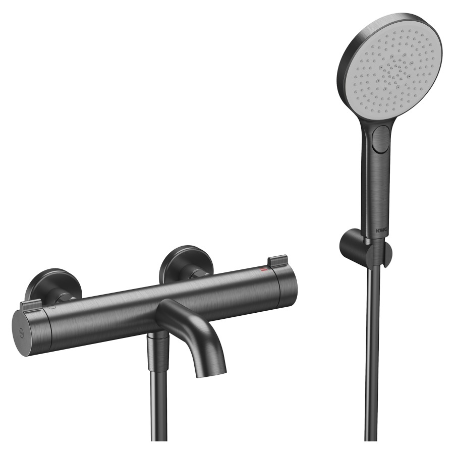 Mélangeur de bain KWC THERM STYLE
E 153 mm, raccords d’arrêt 1/2" x 3/4"
saillie 195 mm, goulot fixe
SmartControl, débit 20 (L/min)
douche à main débit 11.3 (L/min)
avec, douche tuyau de douche 150 cm et support
groupe acoustique&nbsp;I, Classe d’énergie C