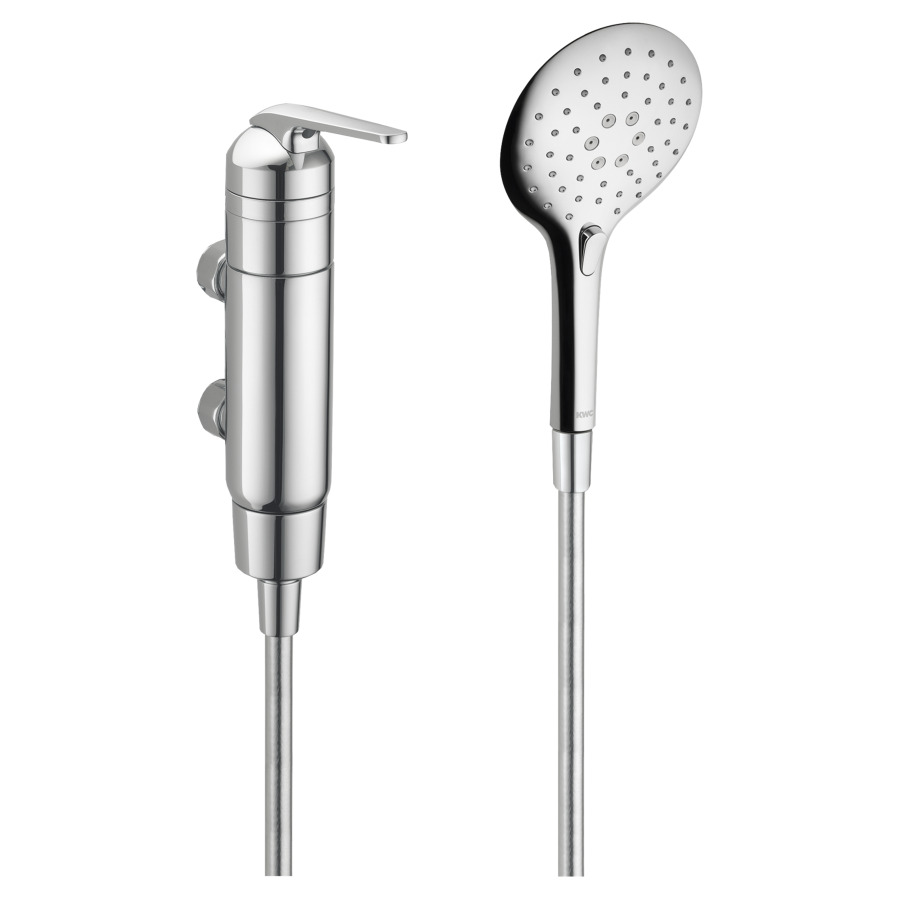 Mélangeur de douche DOMO.5
E 76 mm, vertical, nu
membrane d'étanchéité
prise d'eau chaude en haut
groupe acoustique I