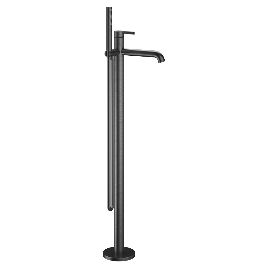 Mélangeur de bain BEVO
S 215 mm, goulot fixe
H jusqu'à aérateur 790-886 mm
avec colonne pour montage
à pose libre, douche, tuyau de
douche 150 cm, sans corps à
encastrer 725 078