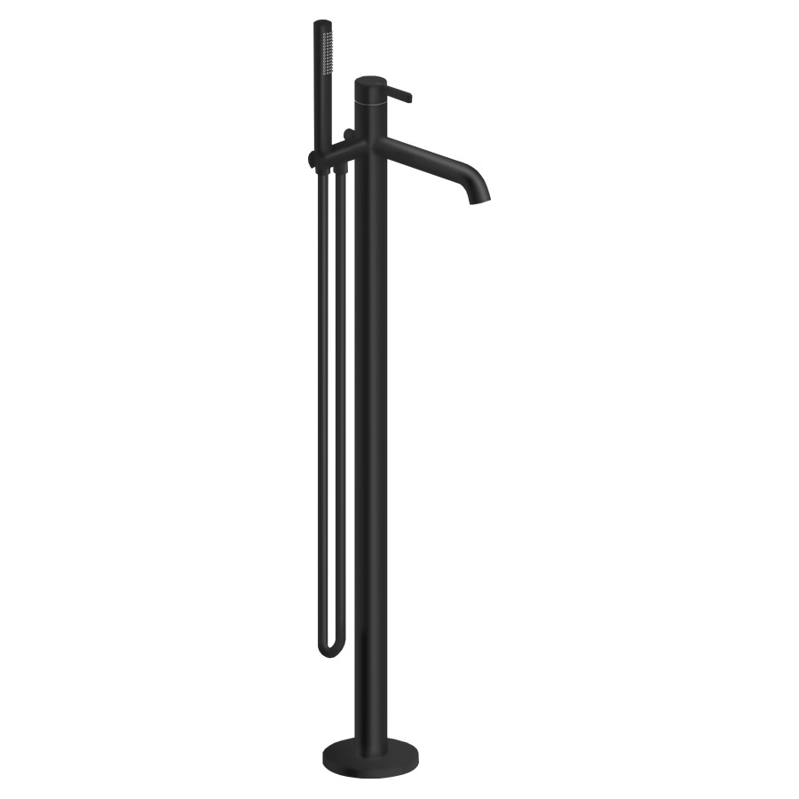Mélangeur de bain BEVO
S 215 mm, goulot fixe
H jusqu'à aérateur 790-886 mm
avec colonne pour montage
à pose libre, douche, tuyau de
douche 150 cm, sans corps à
encastrer 725 078