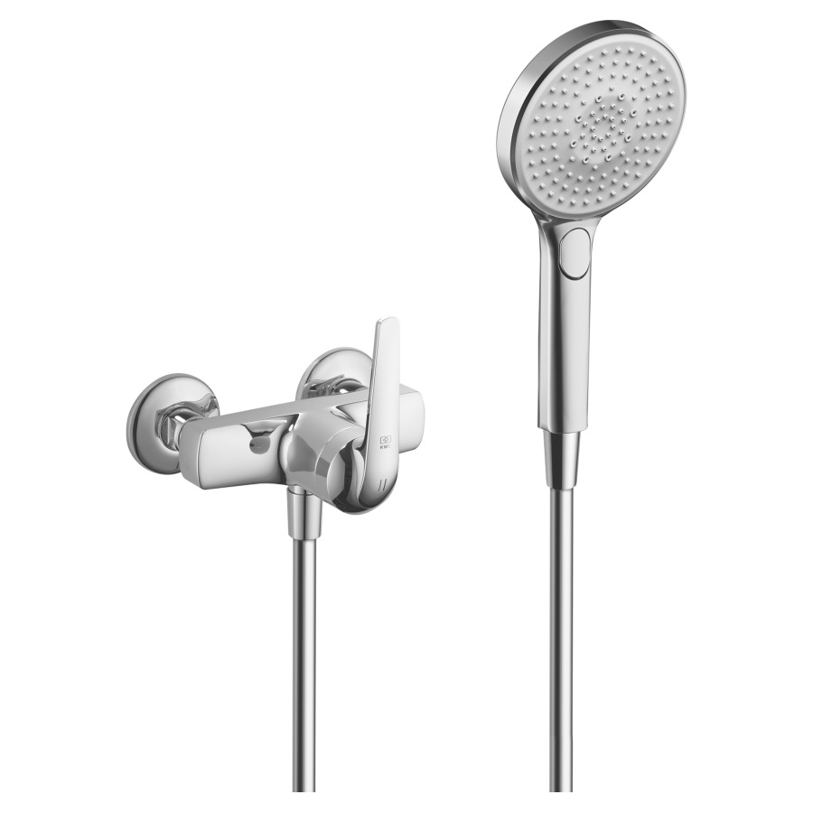 Mélangeur de douche DOMO.5
E 120 mm, raccords d'arrêt
1/2" x 1/2", membrane
d'étanchéité, douche
tuyau de douche 160 cm
groupe acoustique I