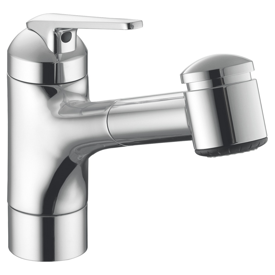 Mélangeur d'évier DOMO.5
S 230 mm goulot orientable
membrane d'étanchéité, douche
extensible réglable, tuyaux de
raccordement flexibles 3/8"
groupe acoustique I
