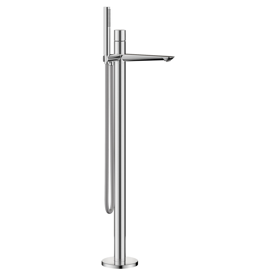 Mélangeur de bain ORA
S 230 mm, goulot fixe
H jusqu'à aérateur 821-917 mm
avec colonne pour montage
à pose libre, douche, tuyau de
douche 150 cm, sans corps à
encastrer 725 078