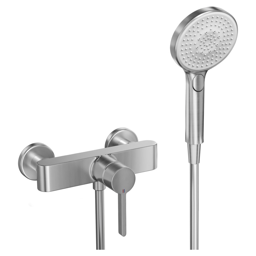 Mélangeur de douche BEVO 
E 153 mm, raccords d’arrêt 1/2" x 1/2"
débit 11.3 (L/min)
avec douche et tuyau de douche 180 cm
groupe acoustique&nbsp;I
Classe d’énergie C