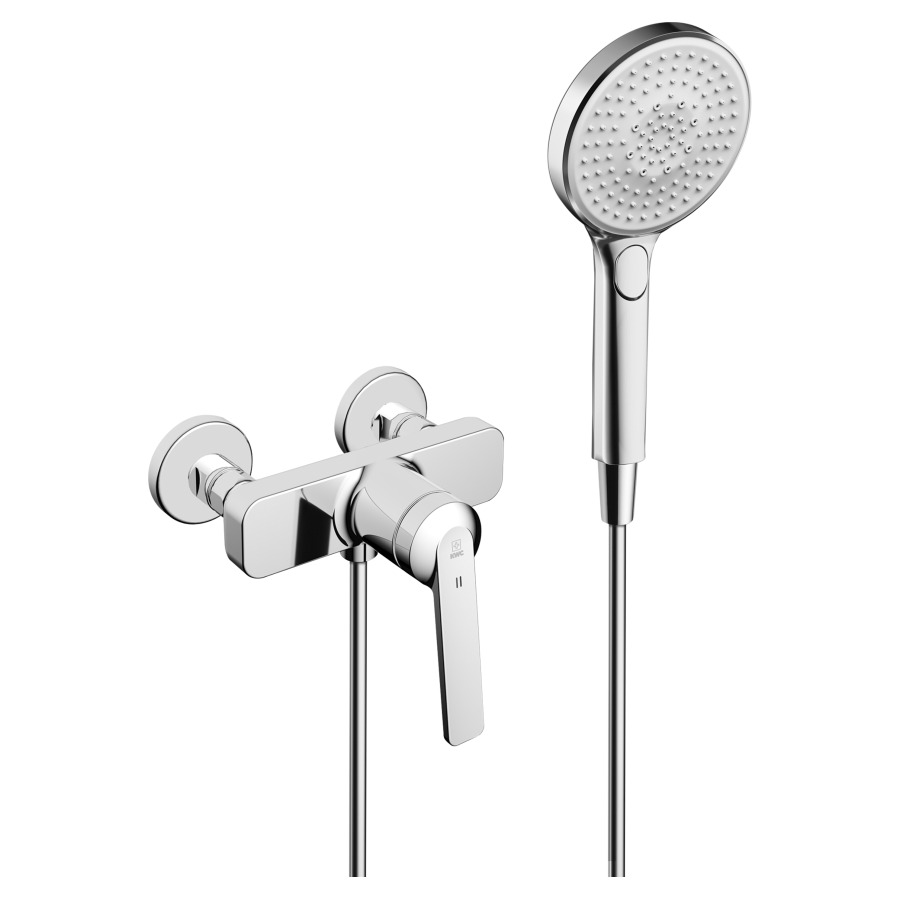 Mélangeur de douche DOMO 6.0
E 120 mm, raccords d'arrêt
1/2" x 1/2", douche
tuyau de douche 160 cm