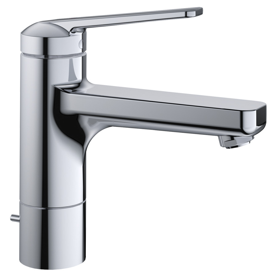 Mélangeur de lavabo DOMO 6.0 
saillie 150 mm, goulot orientable
EfficientControl, avec vidage excentrique
débit 5 (L/min)
tuyaux de raccordement flexibles 3/8"
groupe acoustique&nbsp;I, Classe d’énergie A