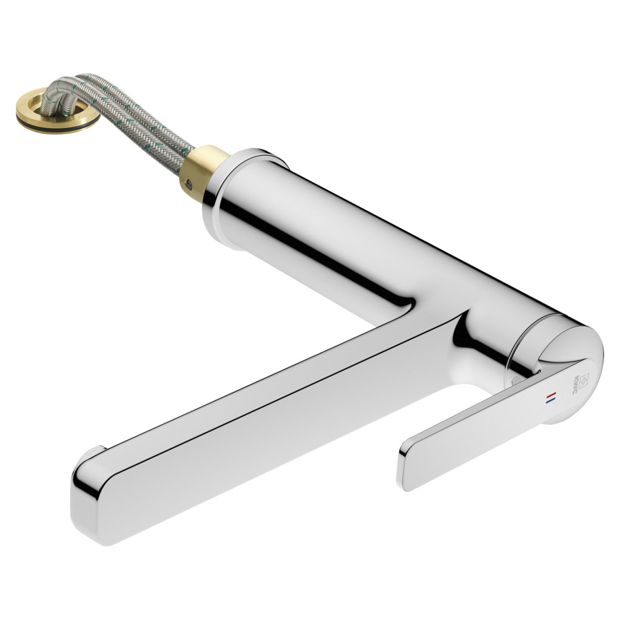 Mélangeur d'évier DOMO 6.0
S 225 mm, goulot orientable
robinetterie amovible, tuyaux
de raccordement flexibles 3/8"