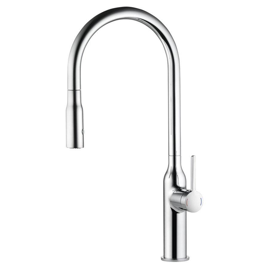 Mélangeur d'évier SIN
S 200 mm goulot orientable
360°, douche extensible
réglable, commande latérale
groupe acoustique I