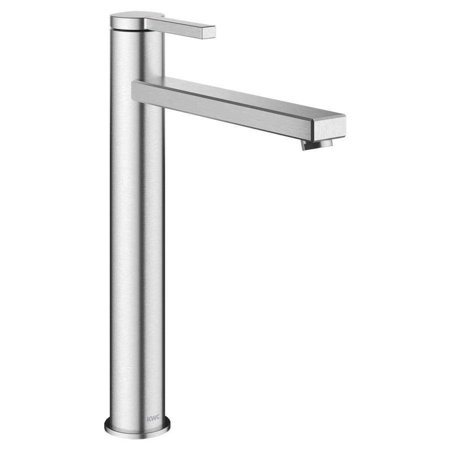 Mélangeur de lavabo AVA E
S 195 mm, goulot fixe
haute colonne
H jusqu'à aérateur 232 mm
H levier ouvert 327 mm
sans vidage