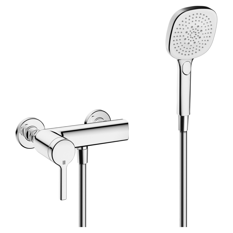 Mélangeur de douche AVA 2.0
E 153 mm, raccords d'arrêt
1/2" x 1/2", avec douche
tuyau de douche 160 cm