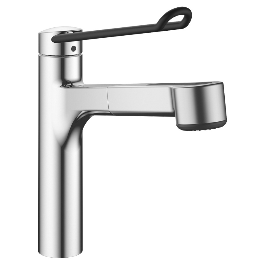 Mélangeur d'évier VITA PRO 2.0
S 225 mm, goulot orientable
douche extensible, avec levier
long