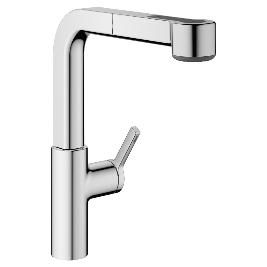 Mélangeur d'évier AVA 2.0
S 225 mm goulot orientable
douche extensible réglable
commande latérale, tuyaux de
raccordement flexibles 3/8"