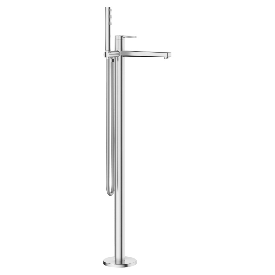 Mélangeur de bain AVA E
S 245 mm, goulot fixe
avec colonne pour montage
à pose libre, douche, tuyau de
douche 150 cm, sans corps à
encastrer 725 078