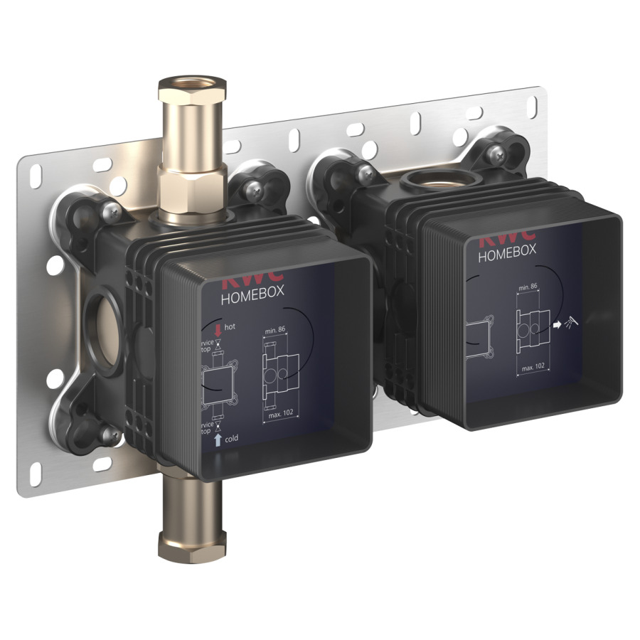 Corps à encastrer HOMEBOX UP
3/4"/1/2", 1 fonction, pour
thermostat Homebox 725 726
avec fermeture eau chaude
et froide incorporée
manchette d'étanchéité
