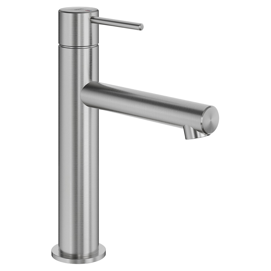 Mélangeur de lavabo ONO E
S 135 mm, goulot fixe
vidage excentrique, tuyaux de
raccordement flexibles 3/8"