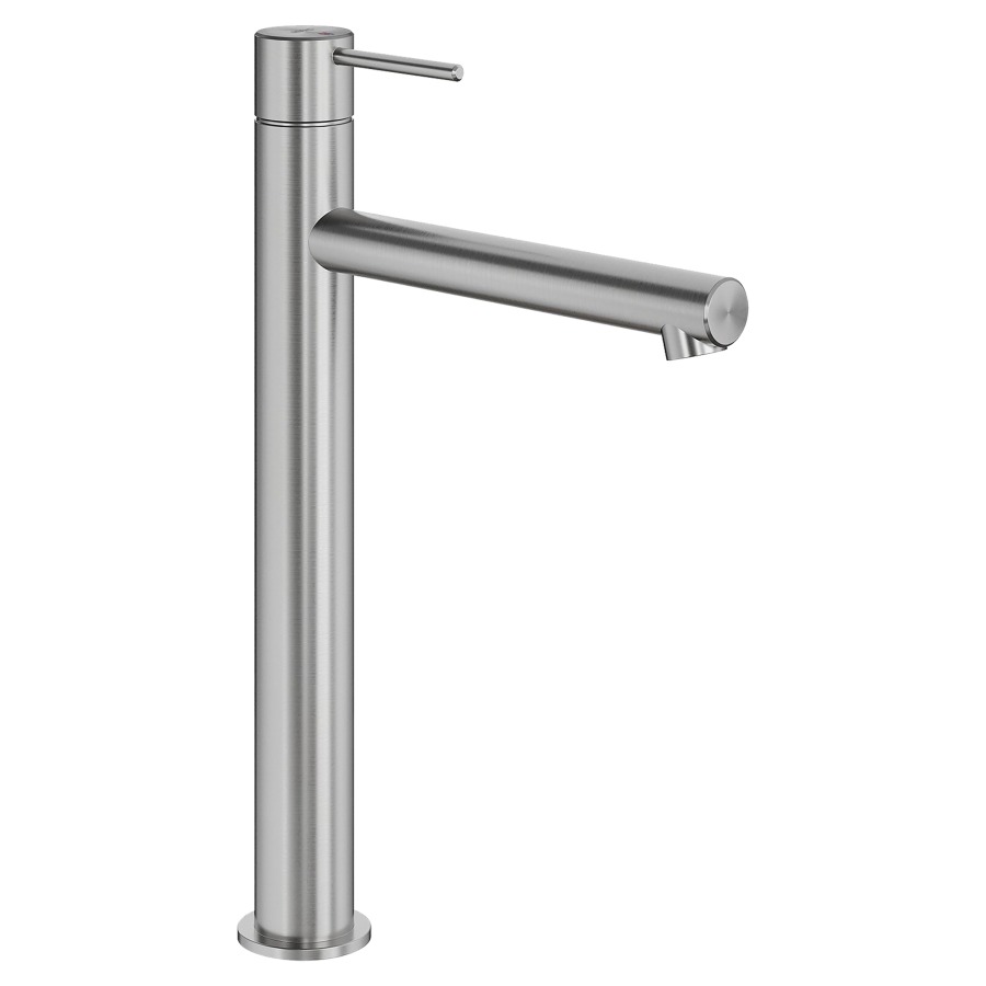 Mélangeur de lavabo ONO E
S 180 mm, goulot fixe
haute colonne
H jusqu'à aérateur 231 mm
H levier ouvert 342 mm
sans vidage, tuyaux de
raccordement flexibles 3/8"