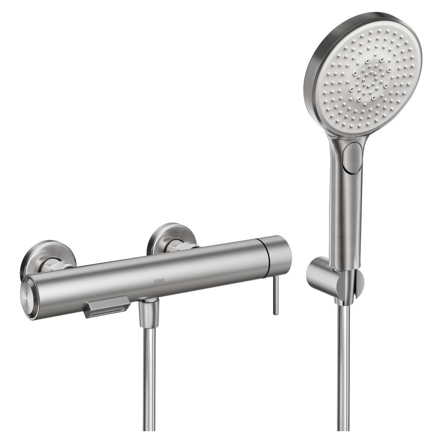 Mélangeur de bain ONO E
E 153 mm, raccords d'arrêt
1/2" x 3/4", utilisation
latérale, avec douche, tuyau
et support