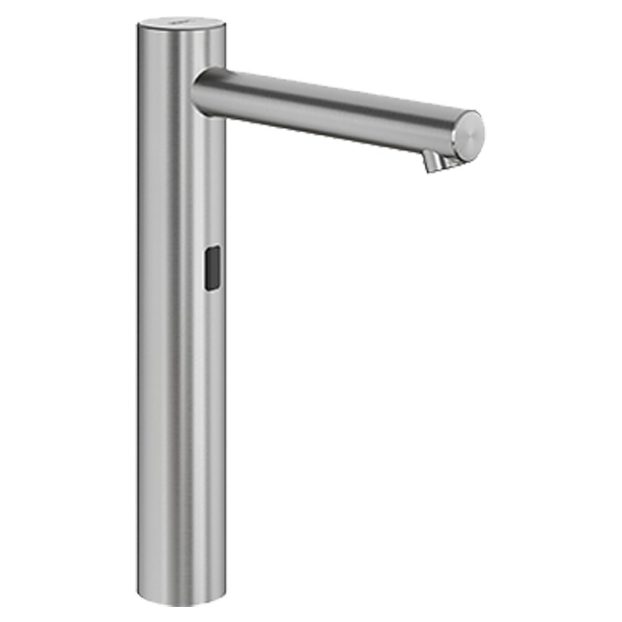 Commande de lavabo ONO E
S 180 mm, goulot fixe
haute colonne
H jusqu'à aérateur 231 mm
à commande opto-électronique
5,7 l/min, rinçage hygiénique
transformateur
100-240 V AC/6.75 V DC
raccordement sur les arrivées
d'eau chaude et froide
sans vidage, optionnelt
élécommande bidirectionnelle
ou C-modul avec app