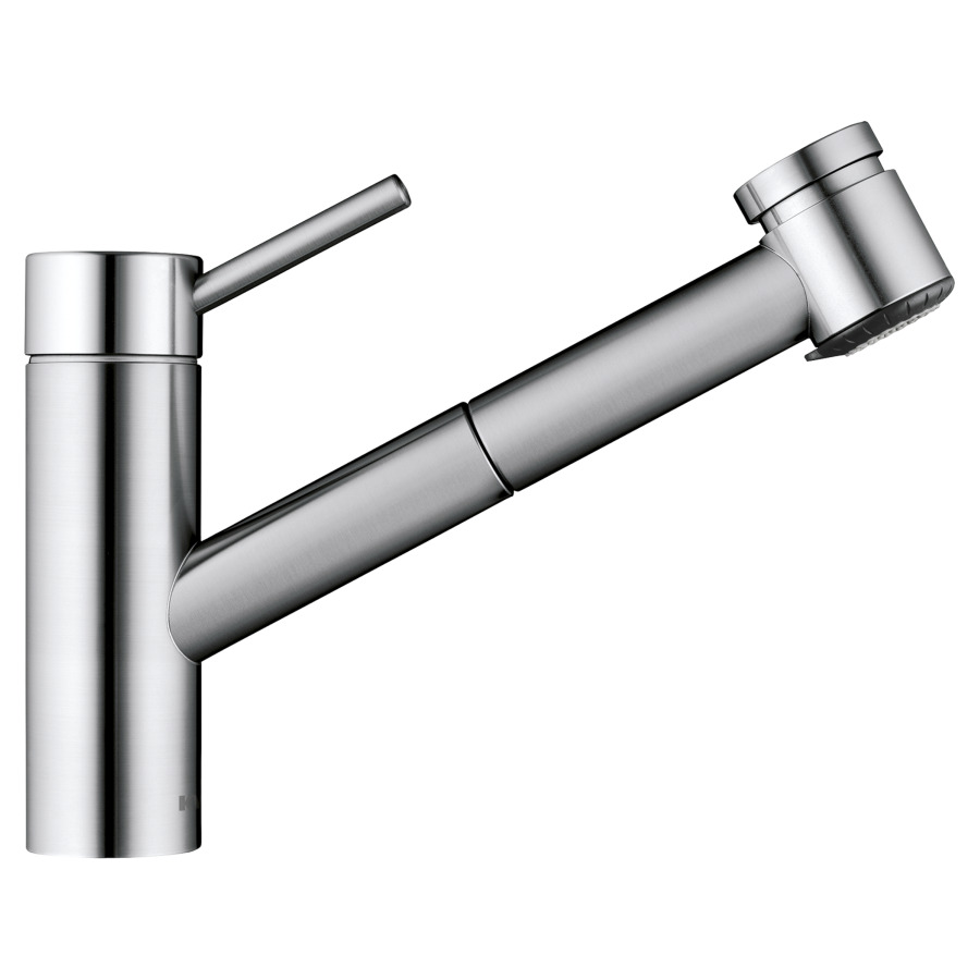 Mélangeur d'évier INOX
acier inoxydable
S 235 mm goulot orientable
douche extensible réglable
tuyaux de raccordement
flexibles 3/8", groupe
acoustique I