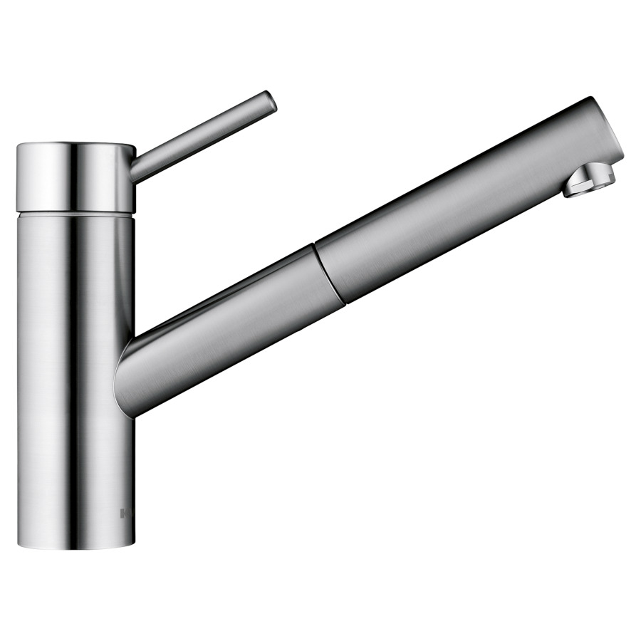 Mélangeur d'évier INOX
acier inoxydable, S 230 mm
goulot orientable extensible
tuyaux de raccordement
flexibles 3/8", groupe
acoustique I