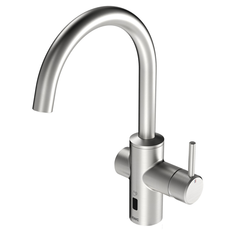 Mélangeur d'évier BISTRO E
à faible contact, S 220 mm
goulot orientable, commande
latérale, alternativement à
commande opto-électronique
transformateur 100-240 V AC
tyaux de raccordement
flexibles 3/8"