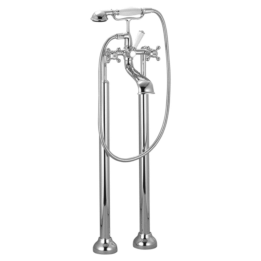 Batterie de bain MADISON
E 153 mm, S 245 mm, H 901 mm
avec colonnes pour montage à
pose libre, inverseur rotatif
bain/douche, douche à main
avec système anticalcaire
support de douchette, sans
corps à encastrer 769 021