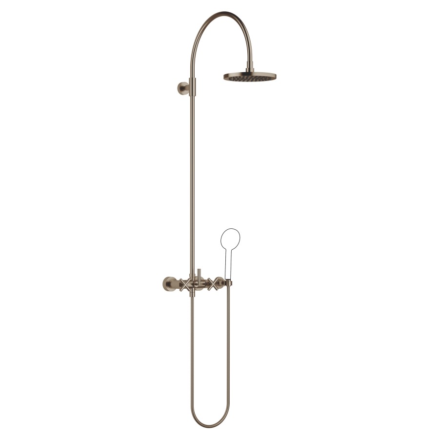 Système de douche TARA
H 116,7 cm, 1/2", E 135-165 mm
batterie de douche, inverseur
rotatif barre de douche/
dochette à main, pomme de
douche D 220 mm, S 420 mm
tuyau de douche 150 cm
sans douche à main
débit 8,6 l/min