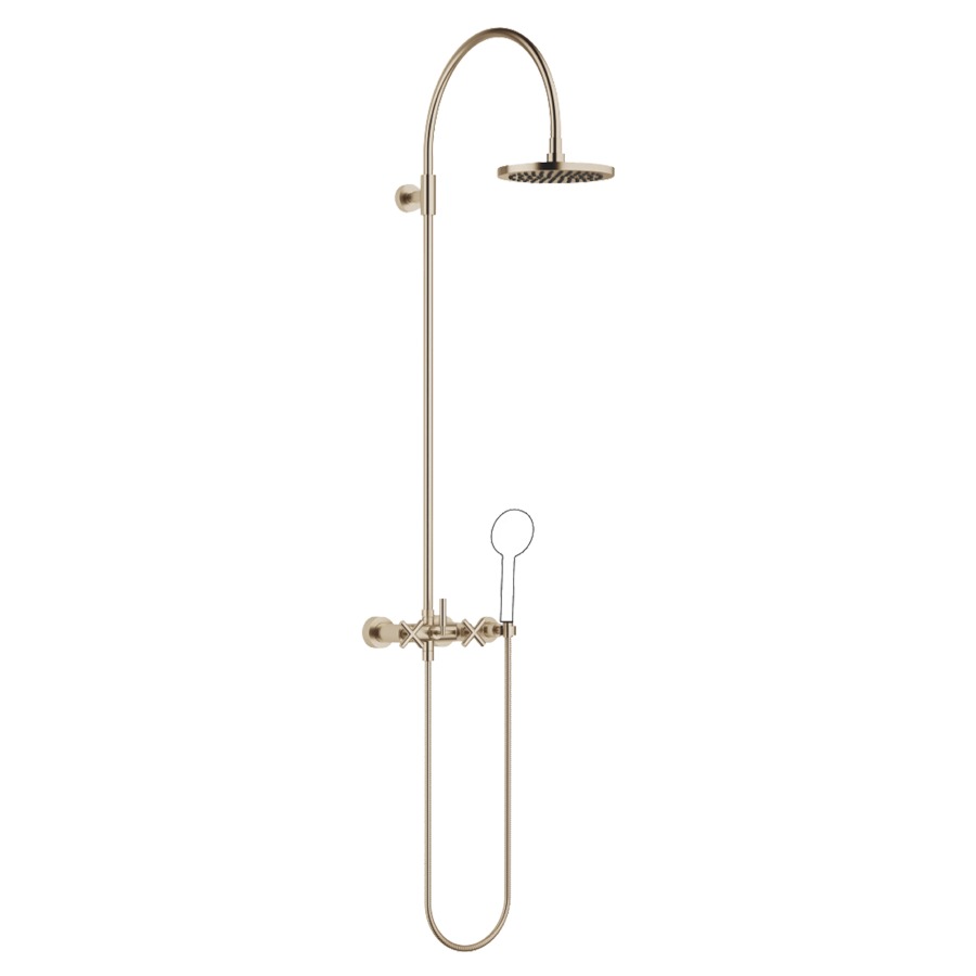 Système de douche TARA
H 116,7 cm, 1/2", E 135-165 mm
batterie de douche, inverseur
rotatif barre de douche/
dochette à main, pomme de
douche D 220 mm, S 420 mm
tuyau de douche 150 cm
sans douche à main
débit 8,6 l/min