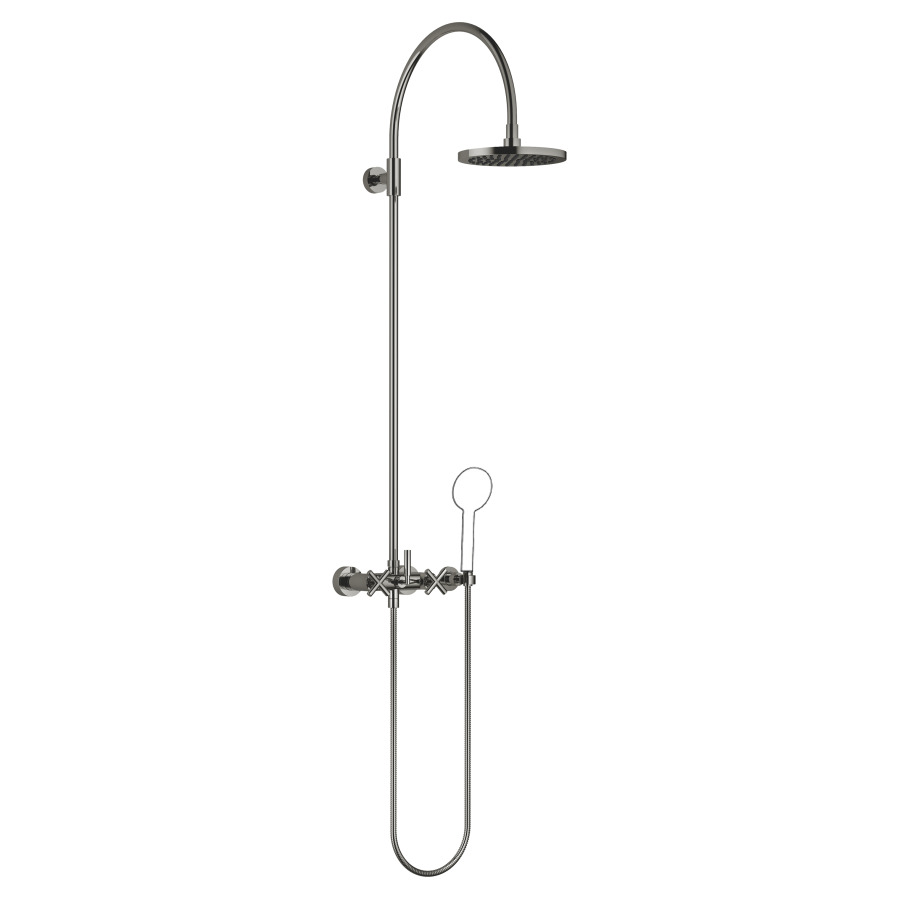 Système de douche TARA
H 116,7 cm, 1/2", E 135-165 mm
batterie de douche, inverseur
rotatif barre de douche/
dochette à main, pomme de
douche D 220 mm, S 420 mm
tuyau de douche 150 cm
sans douche à main
débit 8,6 l/min