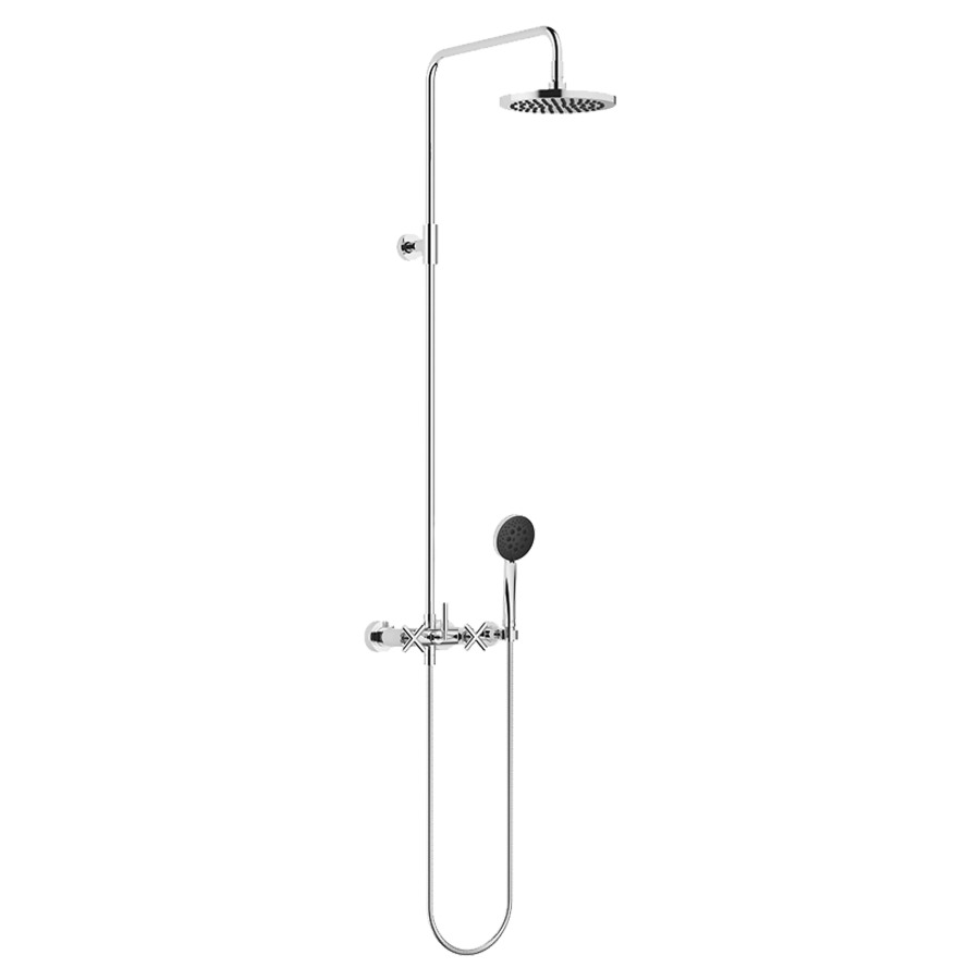 Système de douche TARA
H 116,7 cm, 1/2", E 150 mm
batterie de douche, inverseur
rotatif barre de douche/
dochette à main, pomme de
douche D 220 mm, S 420 mm
tuyau de douche 150 cm, sans
douche à main, débit 9 l/min