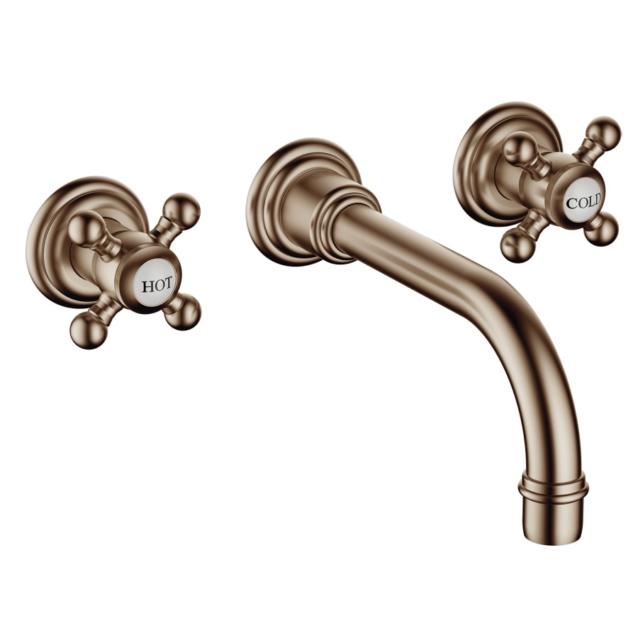 Batt. murale à 3 trous MADISON
2 robinets latéraux 1/2"
S 185 mm goulot fixe 1/2"
rosaces séparées, sans corps
à encastrer 769 023, 751 014
groupe acoustique I
