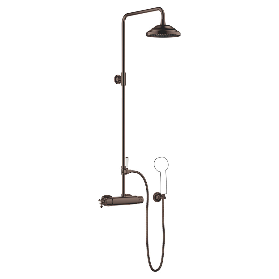 Système de douche MADISON
H 116 cm, 1/2", E 133-163 mm
mélangeur thermostat
inverseur, pomme de douche
D 200 mm, S 420 mm, système
anticalcaire, tuyau 125 cm
sans douche à main
