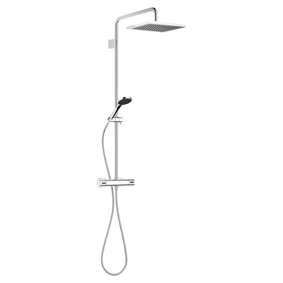 Système de douche DORNBRACHT
H 117 cm, 1/2", E 150 mm
mélangeur thermostat
inverseur, raccords S cachés
pomme de douche 300 x 240 mm
S 450 mm, système anticalcaire
tuyau 175 cm, sans douche à
main