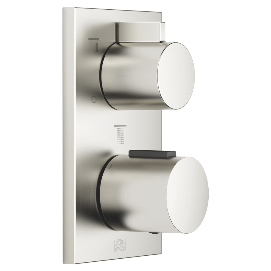 Thermostat-UP CL.1/IMO/MEM/
SYMETRICS, Endmontageset
mit 3-Weg-Mengenregulierung
Abdeckplatte 90 x 150 mm
Drehumstellung mit Mengen-
regulierung und Absperr-
funktion, ohne Einbaukörper
751 104/105
