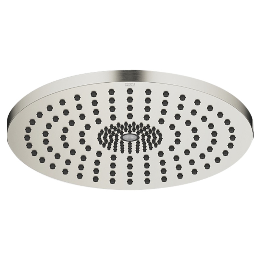 Regenbrause DORNBRACHT
D 30 cm, Antikalk-System
Deckenanschluss 1/2"
Regenstrahl Durchflussmenge
12 l/min, Brausestrahl
Durchflussmenge 6 l/min
ohne Einbaukörper 751 441
mit LED Spot 3000 K