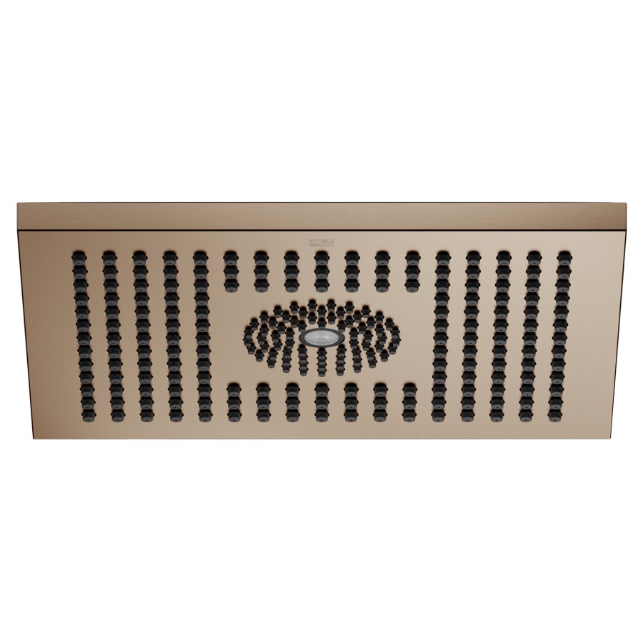 Douche de pluie DORNBRACHT
30 x 24 cm, système
anticalcaire
encastrement au plafond 1/2"
débit 12 l/min
sans corps à encastrer 751 443
avec éclairage d'ambiance