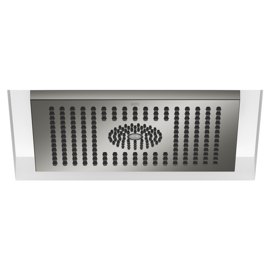 Douche de pluie DORNBRACHT
30 x 24 cm, système
anticalcaire
encastrement au plafond 1/2"
débit 12 l/min
sans corps à encastrer 751 443
avec éclairage d'ambiance