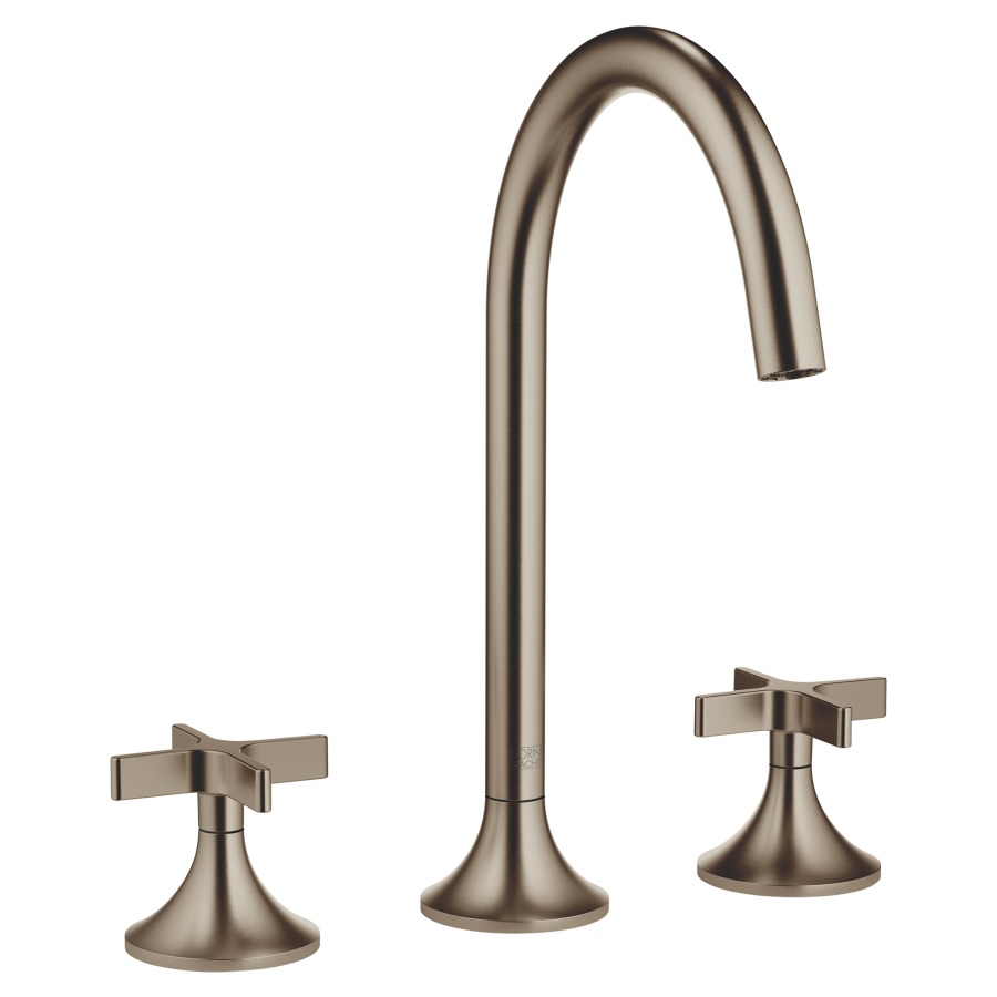Batterie lavabo à 3 trous VAIA
S 168 mm, goulot orientable
poignée à croix, avec
garniture d'écoulement