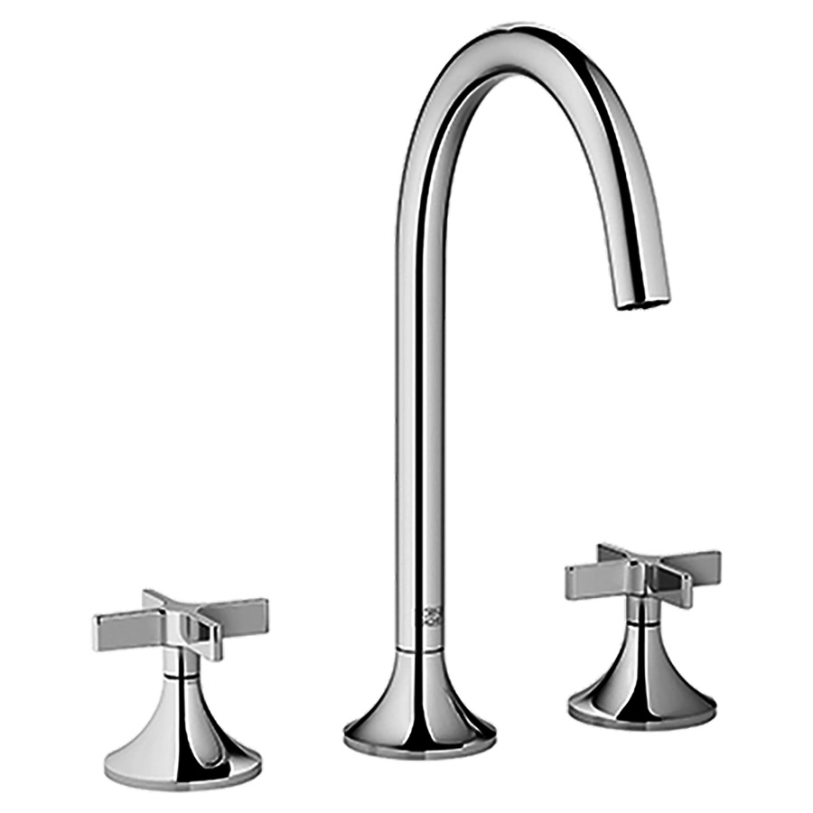Batterie lavabo à 3 trous VAIA
S 168 mm, goulot orientable
poignée à croix, avec
garniture d'écoulement