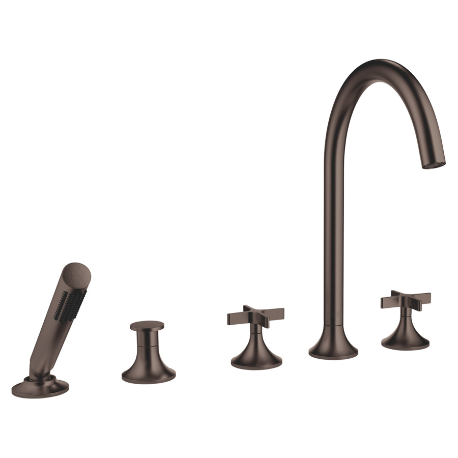 Garniture de remplissage VAIA
5 trous, goulot de baignoire
S 220 mm, mélangeur, inverseur
automatique, douche extensible
poignées de croix, pour
montage sur bord de baignoire