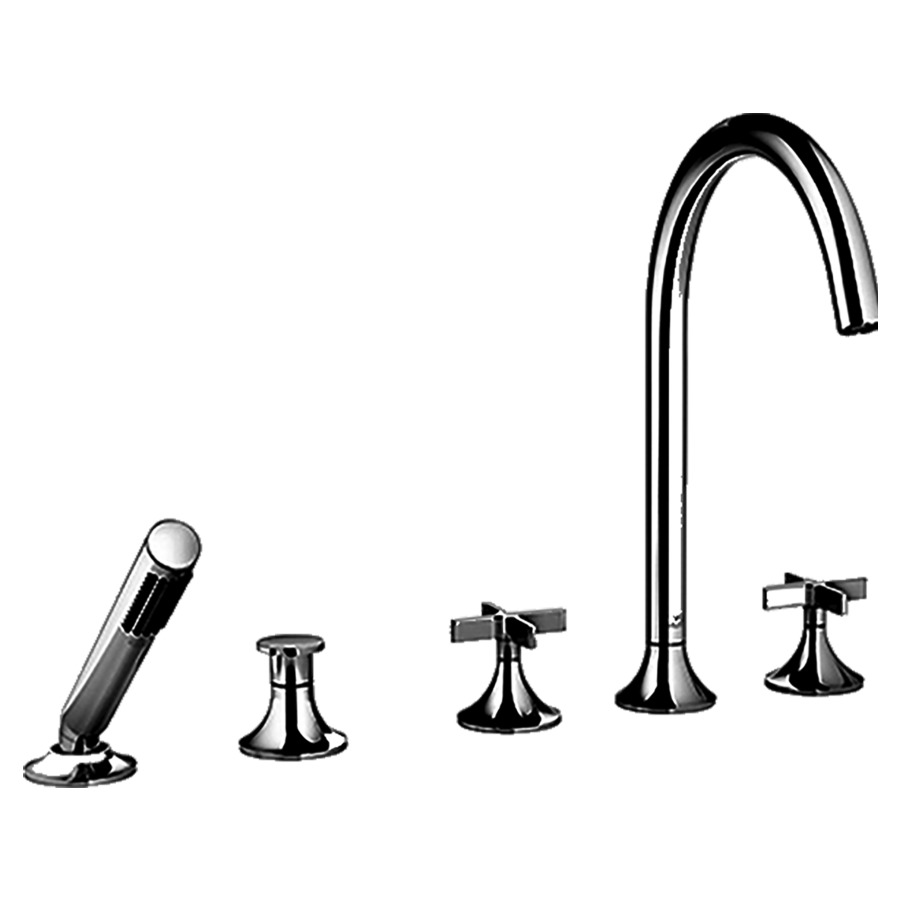 Garniture de remplissage VAIA
5 trous, goulot de baignoire
S 220 mm, mélangeur, inverseur
automatique, douche extensible
poignées de croix, pour
montage sur bord de baignoire