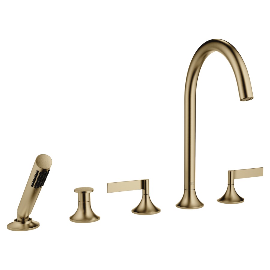 Garniture de remplissage VAIA
5 trous, goulot de baignoire
S 220 mm, mélangeur, inverseur
automatique, douche extensible
poignées de levier, pour
montage sur bord de baignoire