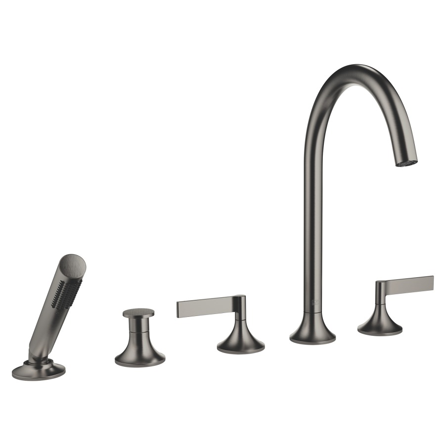 Garniture de remplissage VAIA
5 trous, goulot de baignoire
S 220 mm, mélangeur, inverseur
automatique, douche extensible
poignées de levier, pour
montage sur bord de baignoire